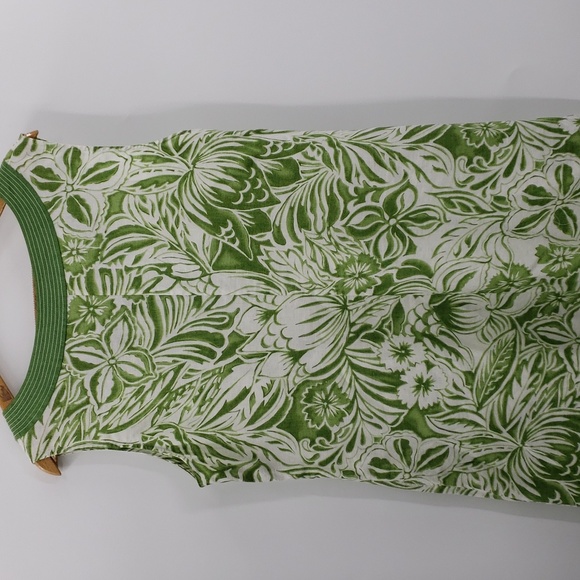 Windsmoor floral leaves green white sleeveless dress 100%lines size 16 - Picture 10 of 12